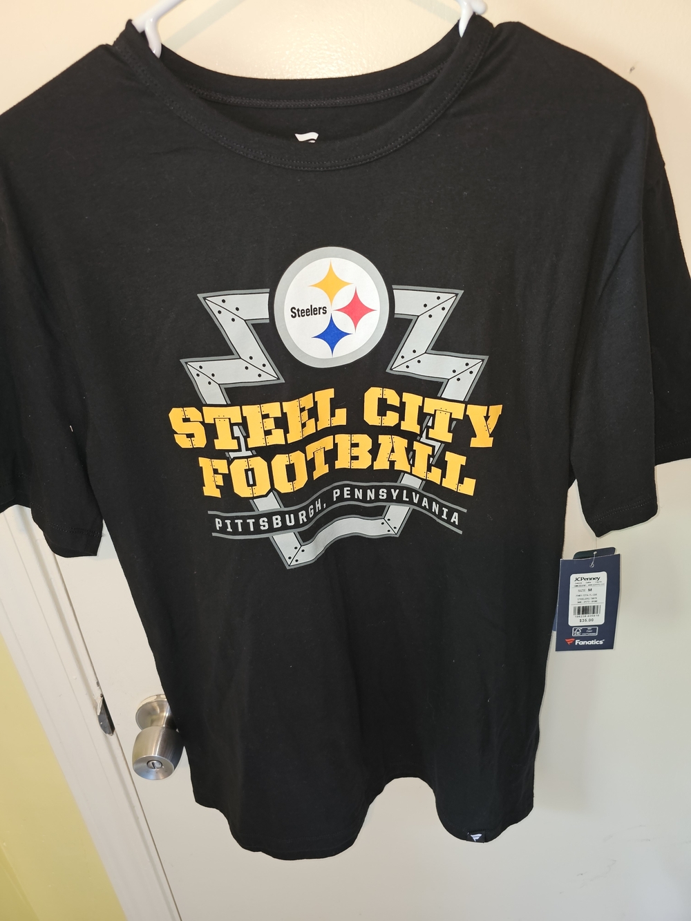 Fanatics Black "Steel City Football" Pittsburgh Steelers Tee